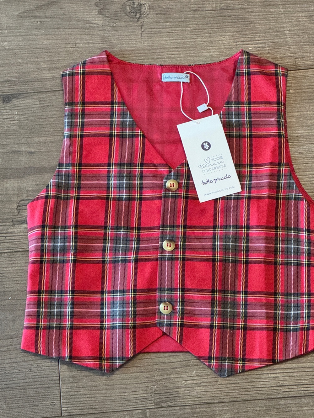 Kids Red Plaid Button-Up Bandana Bib -